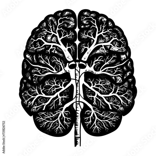 Silhouette for internal organs of brain black color only