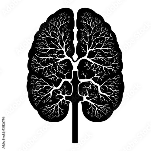 Silhouette for internal organs of brain black color only