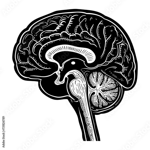 Silhouette for internal organs of brain black color only