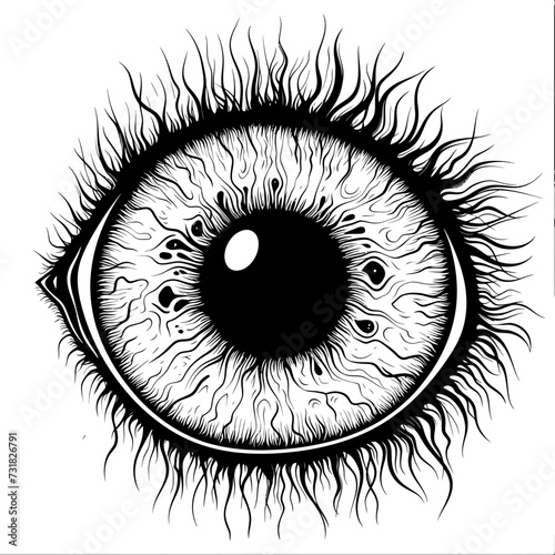 Silhouette for internal organs of eye ball black color only