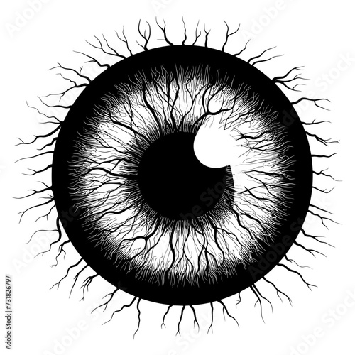 Silhouette for internal organs of eye ball black color only