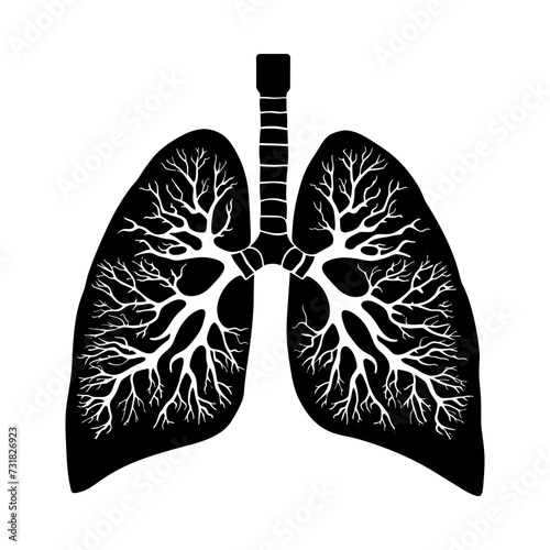 Silhouette for internal organs of lungs black color only
