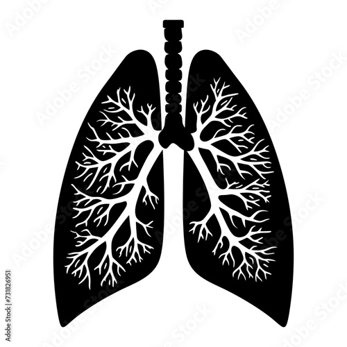 Silhouette for internal organs of lungs black color only