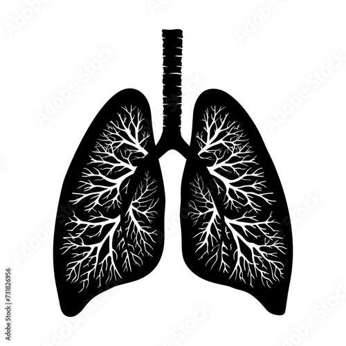 Silhouette for internal organs of lungs black color only