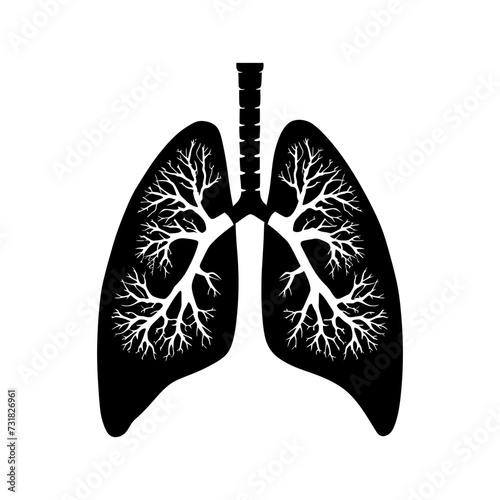 Silhouette for internal organs of lungs black color only