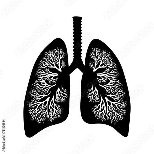 Silhouette for internal organs of lungs black color only
