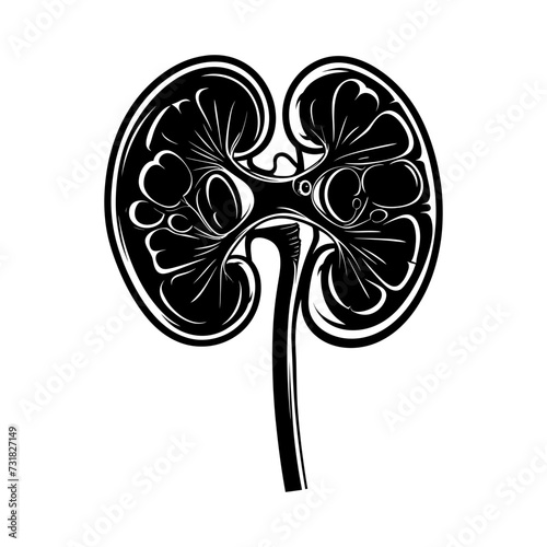 Silhouette for internal organs of the kidney black color only