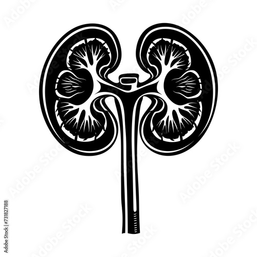 Silhouette for internal organs of the kidney black color only