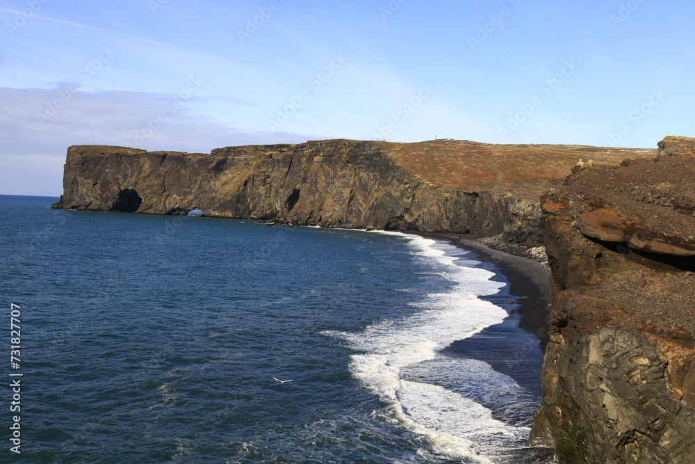 View from Dyrhólaey which is a small promontory located on the south coast of Iceland, not far from the village Vík. View from Dyrhólaey which is a small promontory located on the south coast of Iceland, not far from the village Vík.