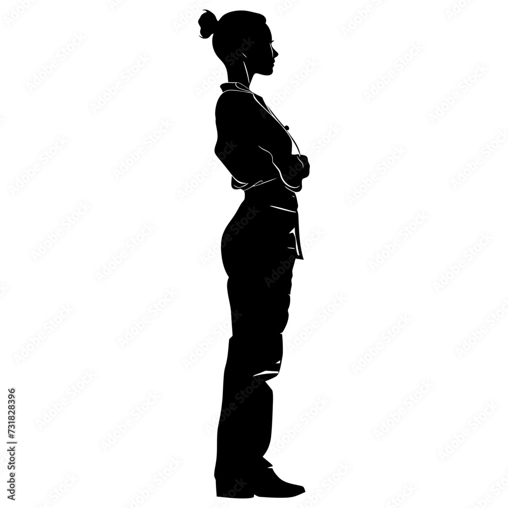 Fototapeta premium Silhouette nurse black color only full body