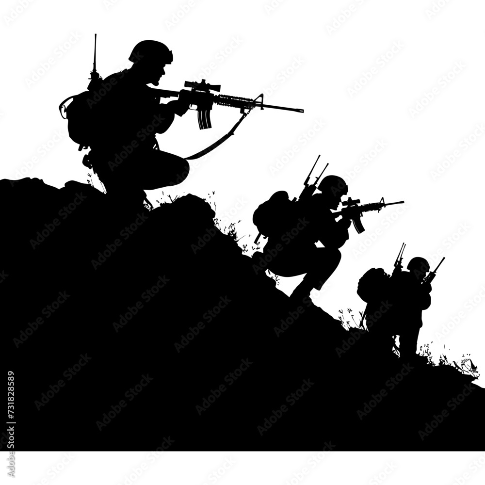 silhouette of a war situation black color only silhouette of a war situation black color only