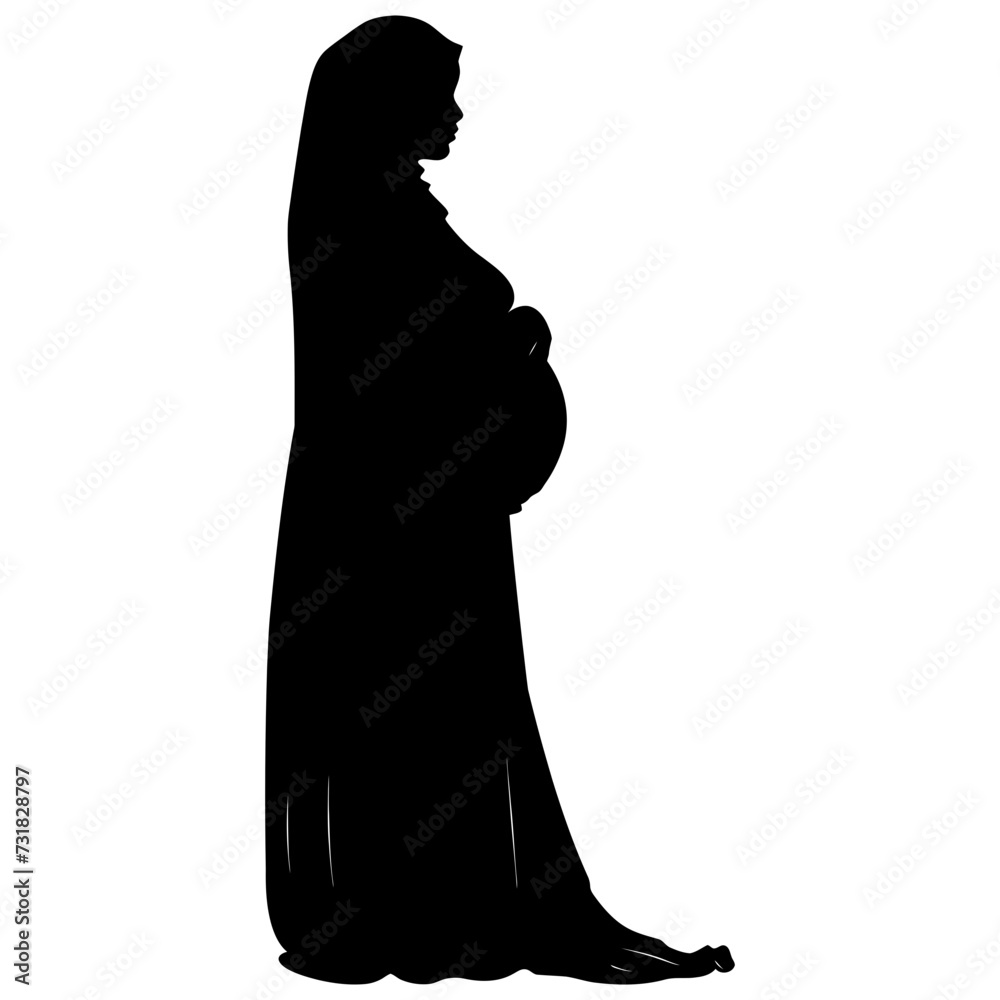 Silhouette pregnant hijab full body black color only Silhouette pregnant hijab full body black color only
