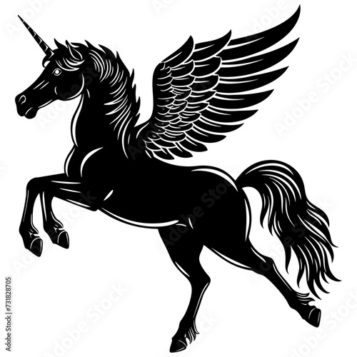 Silhouette pegasus black color only full body 