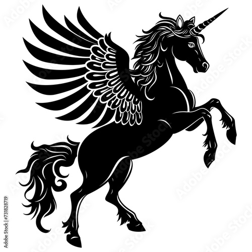 Silhouette pegasus black color only full body 