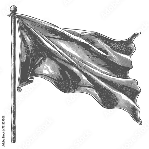 flag fluttering element with ornament in old engraving style