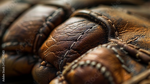 Rugged Texture Detail on Aged Brown Leather Gloves © AounMuhammad