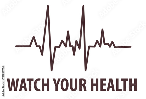 Heart Cardiogram. Continuous one line drawing. Minimalist design isolated on white background.