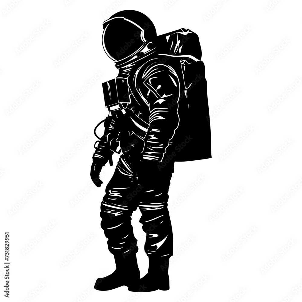 Silhouette astronaut black color only full body