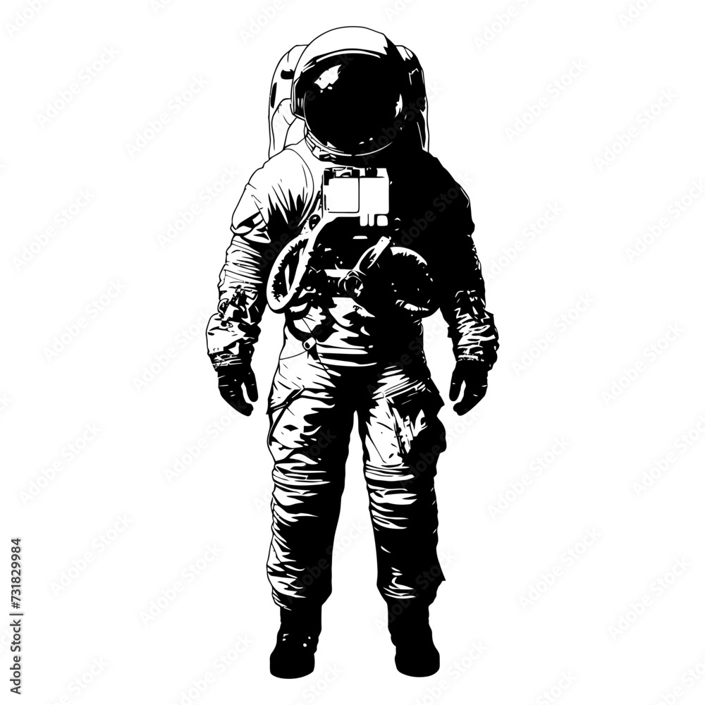 Silhouette astronaut black color only full body