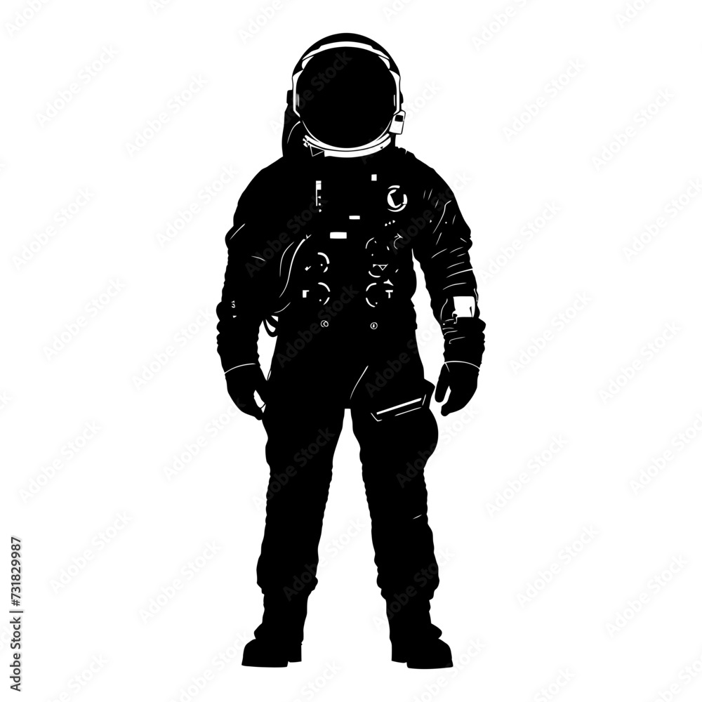 Naklejka premium Silhouette astronaut black color only full body