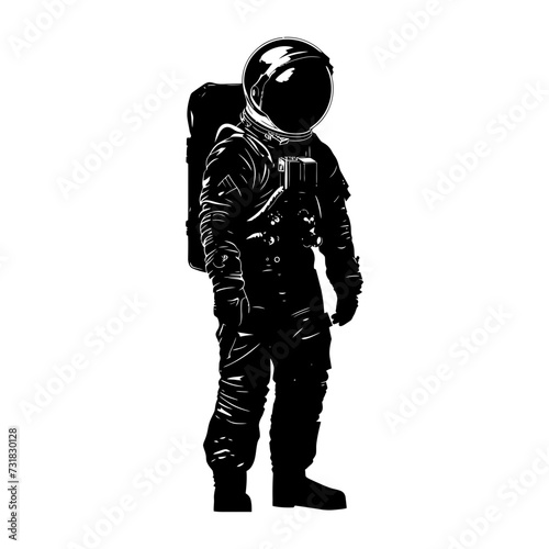 Silhouette astronaut black color only full body