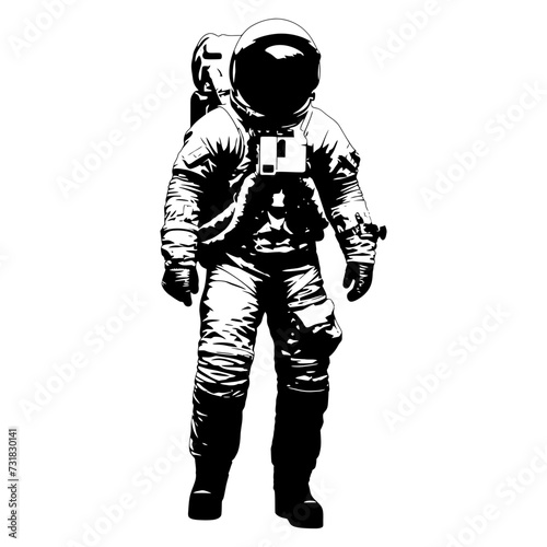 Silhouette astronaut black color only full body