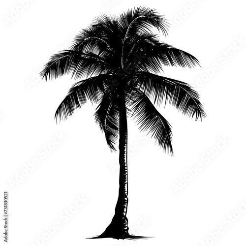 Silhouette coconut tree black color only