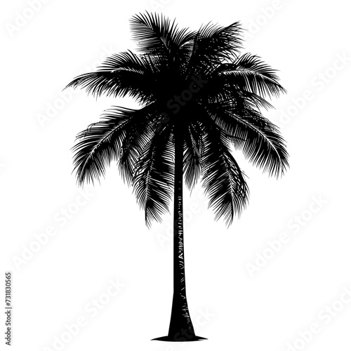 Silhouette coconut tree black color only