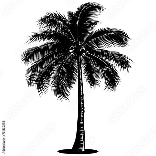 Silhouette coconut tree black color only