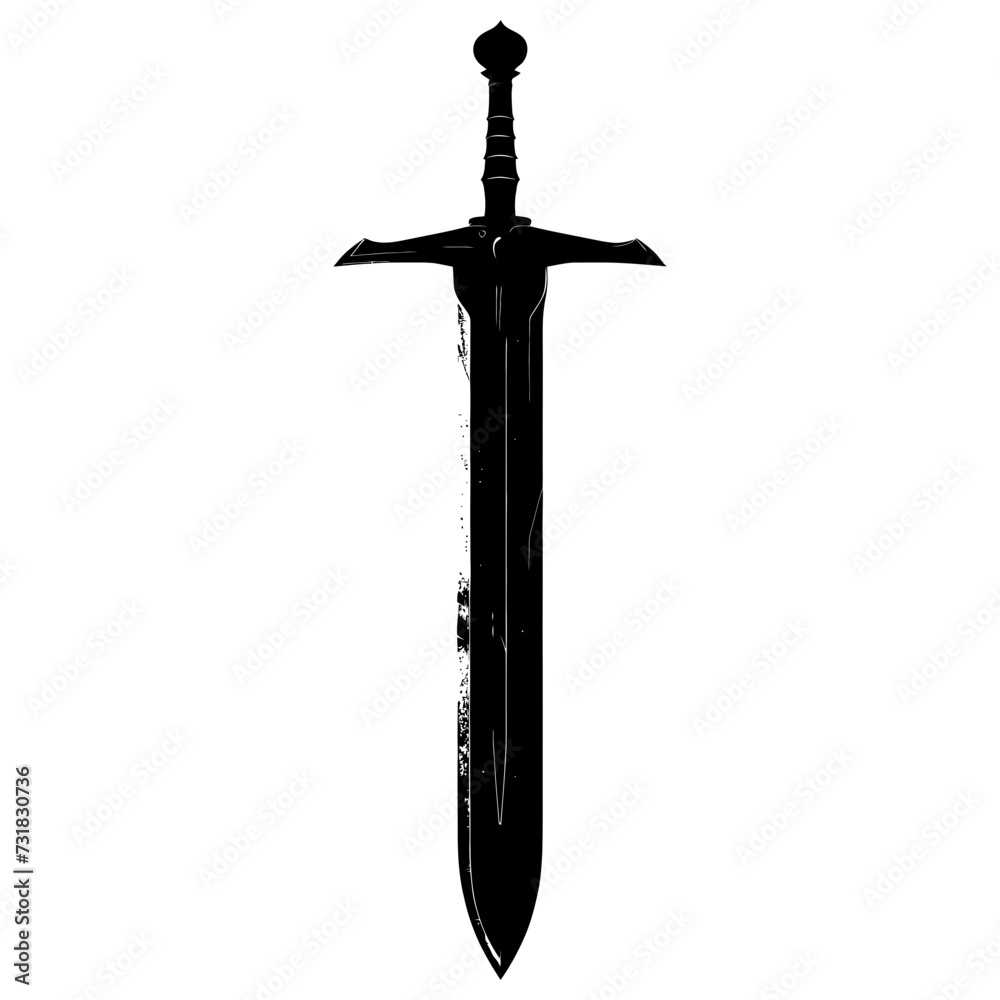 Silhouette dagger or mini short sword in mmorpg game black color only