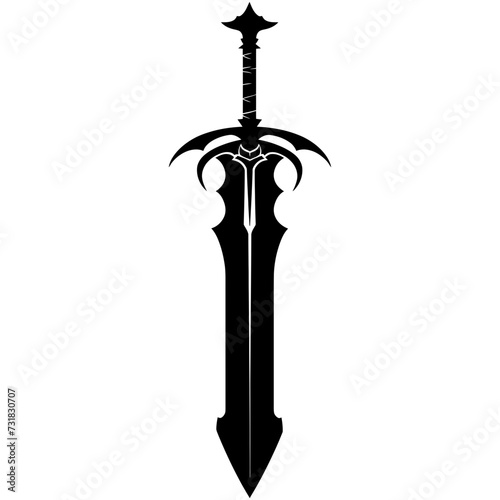 Silhouette dagger or mini short sword in mmorpg game black color only