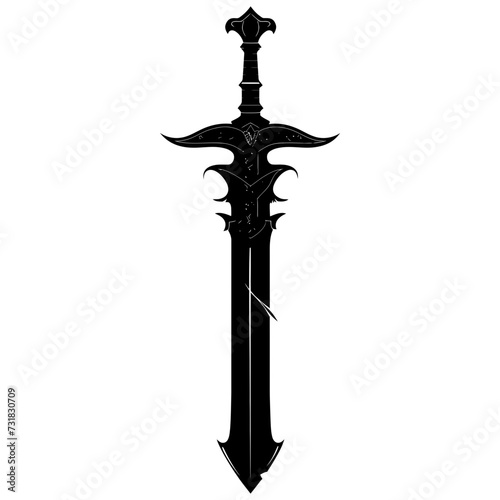 Silhouette dagger or mini short sword in mmorpg game black color only
