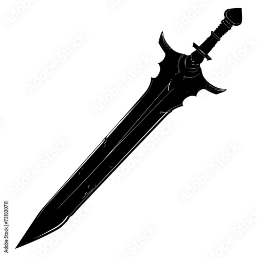 Silhouette dagger or mini short sword in mmorpg game black color only