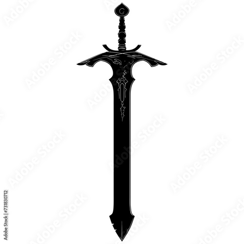 Silhouette dagger or mini short sword in mmorpg game black color only