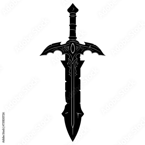 Silhouette dagger or mini short sword in mmorpg game black color only