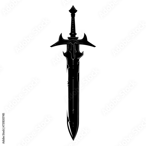 Silhouette dagger or mini short sword in mmorpg game black color only