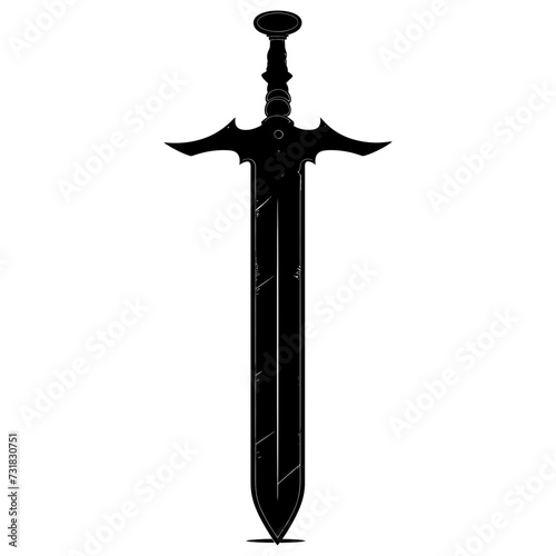 Silhouette dagger or mini short sword in mmorpg game black color only