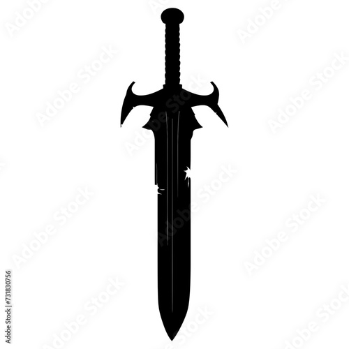Silhouette dagger or mini short sword in mmorpg game black color only