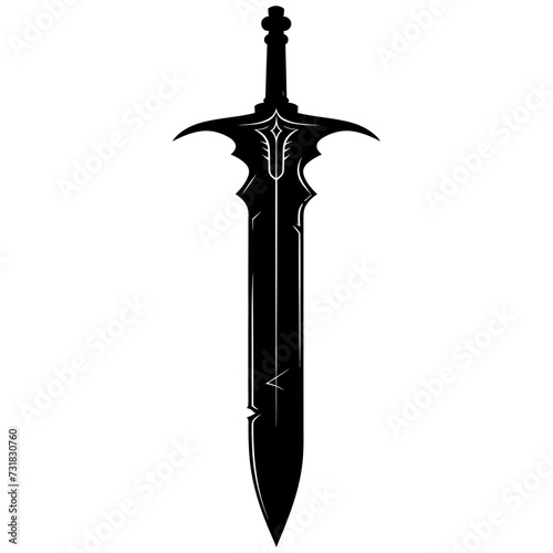 Silhouette dagger or mini short sword in mmorpg game black color only