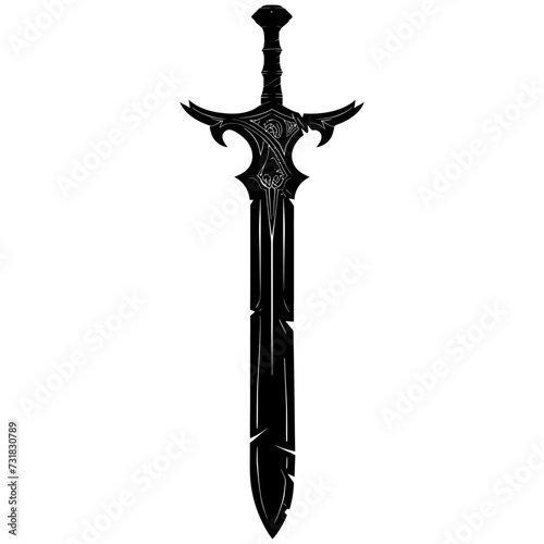 Silhouette dagger or mini short sword in mmorpg game black color only