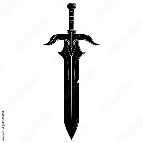 Silhouette dagger or mini short sword in mmorpg game black color only