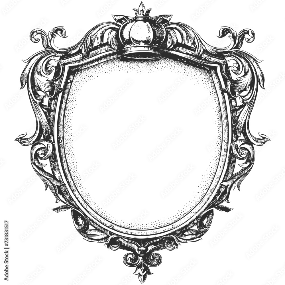 circle shape shield element with old engraving style circle shape shield element with old engraving style