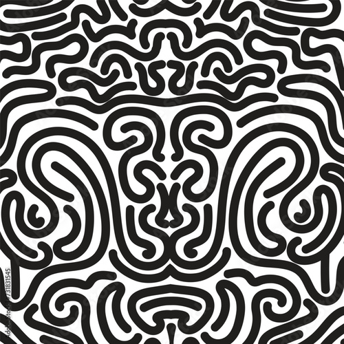 doodle abstract black and white seamless pattern
