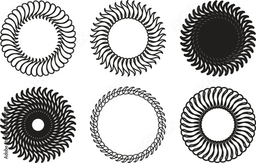 set of mandala henna black and white frames