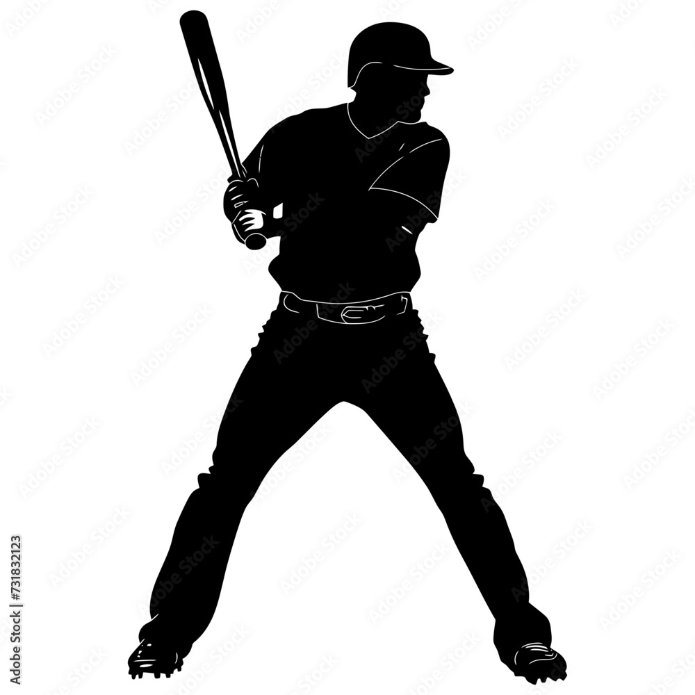 Silhouette baseball player full body black color only Silhouette baseball player full body black color only