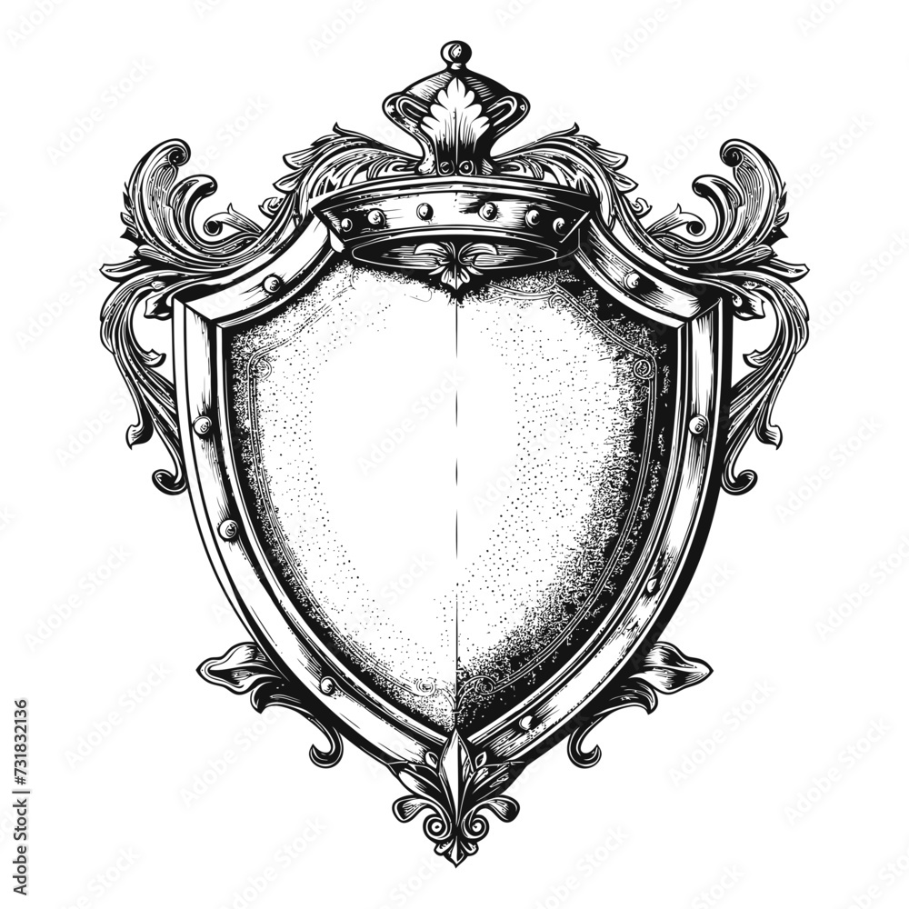 Obraz premium shield element with old engraving style