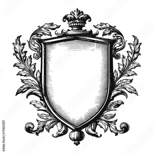 shield element with old engraving style