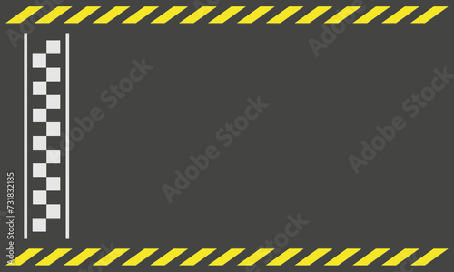 Linear race track with start line. Car or karting road racing background. top view.