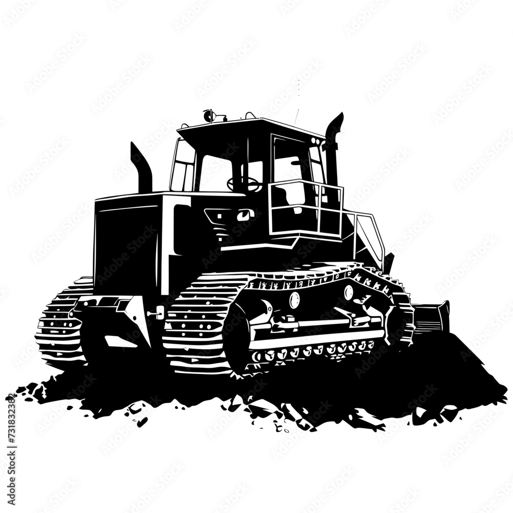 Silhouette Bulldozer construction heavy machine equipment black color only Silhouette Bulldozer construction heavy machine equipment black color only