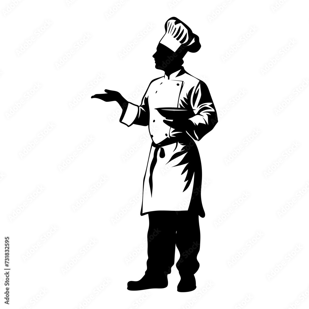 Silhouette chef black color only full body Silhouette chef black color only full body